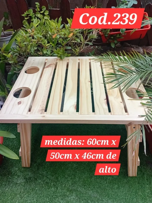 Mesa portavasos para jardín (2)